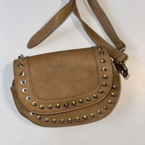big buddha purse Small Brown Leather brass “spikes” Sling Body Cross Body